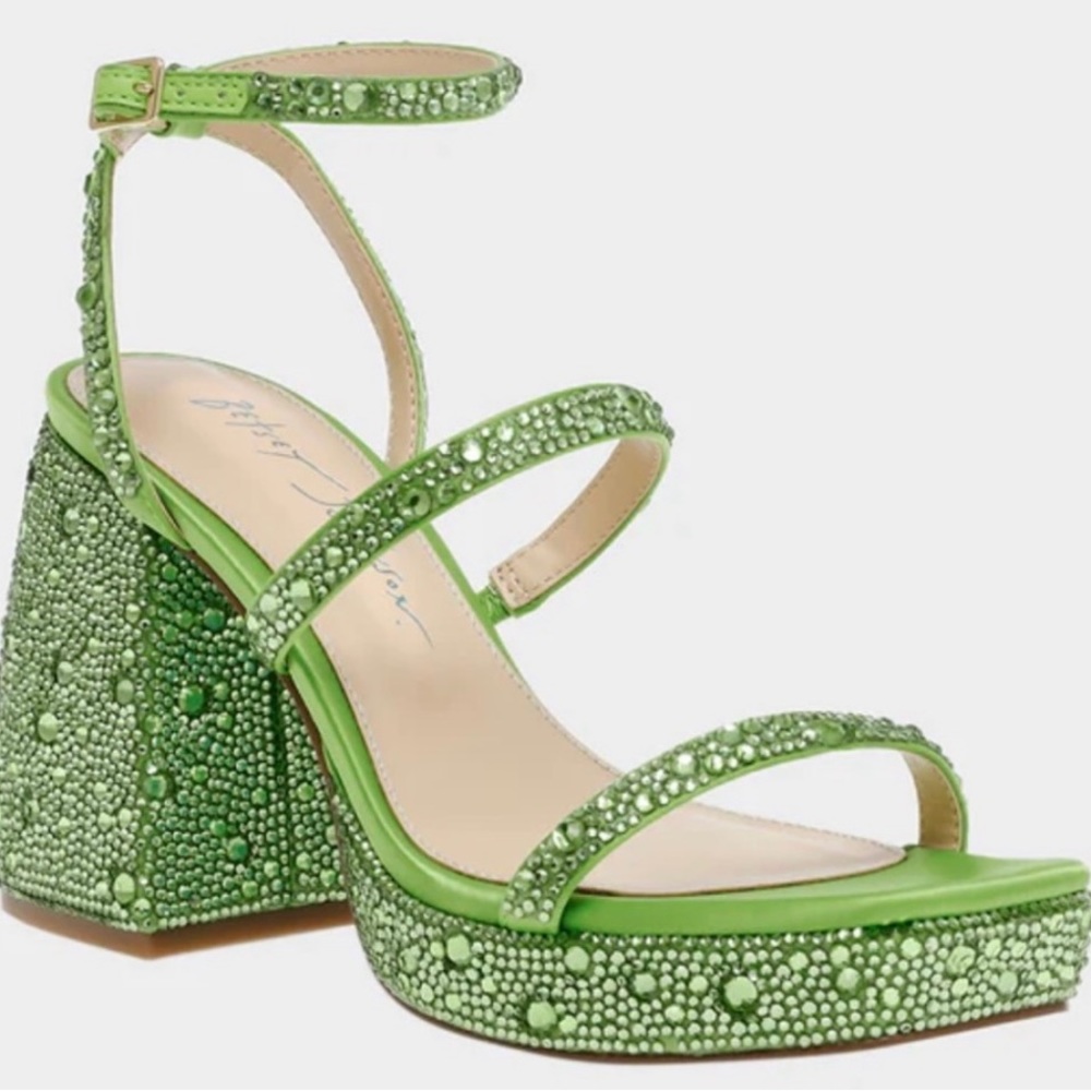 Betsey Johnson Denni Lime 8 Crystal Platform Heels